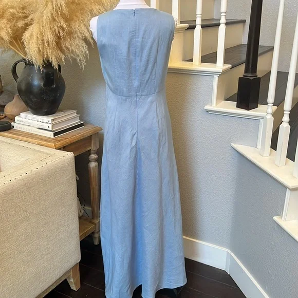 Lafayette 148 Color Block 100% Linen Maxi Sheath Dress Size 2 - Picture 6 of 9